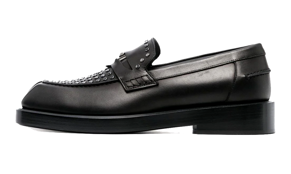 Versace Square-Toe Studded Loafers Black