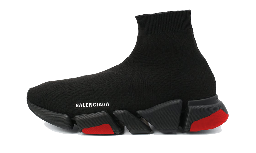 Balenciaga Speed 2.0 in Black Recycled knit With Red Sole