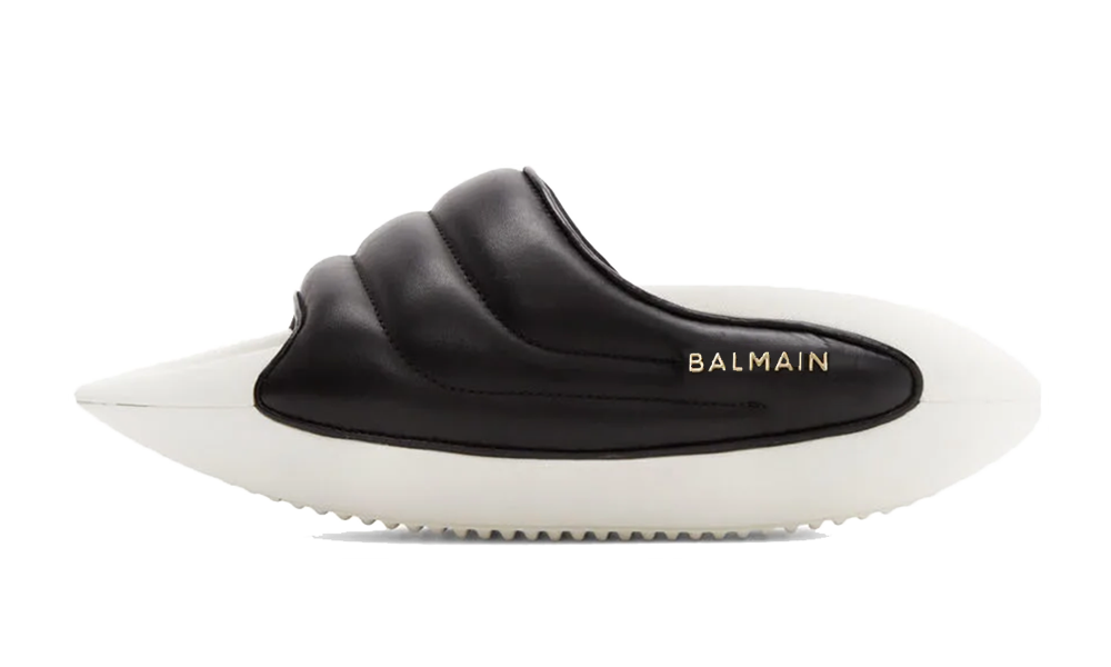 Balmain Mules B-IT In Quilted Leather Black And White